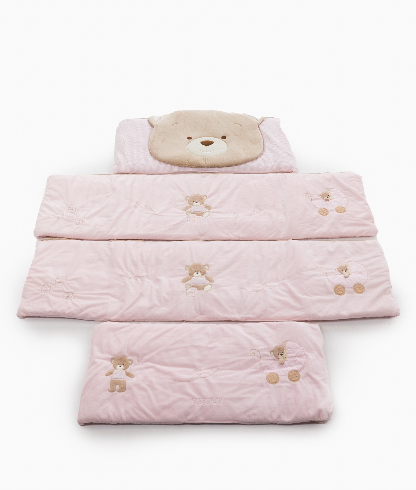 4pc Cot Bumper Set Pink FlyByFly Nursery and Baby FLYBYFLY