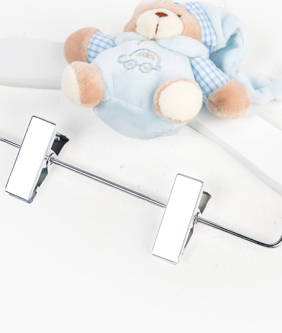 Wooden Hanger with Clips - Blue