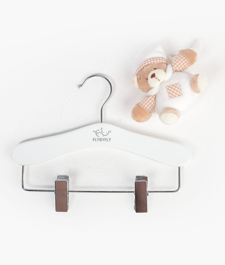 Wooden Hanger with Clips - Beige