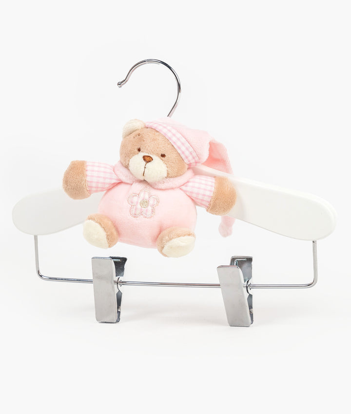 Wooden Hanger with Clips - Pink