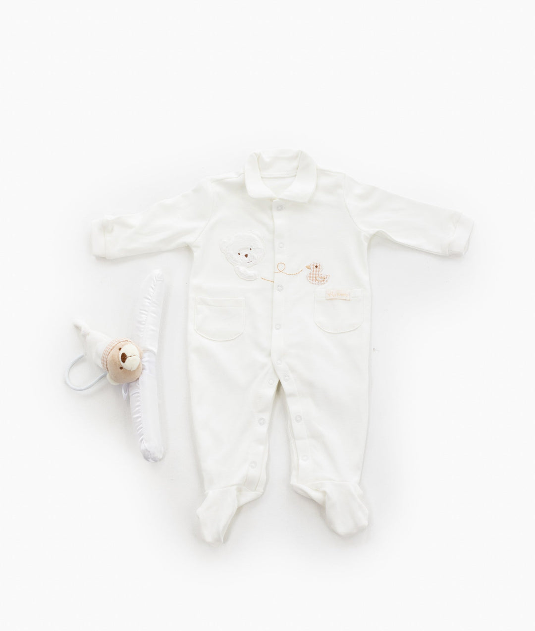 Bear Jumpsuit & Hanger Set - Beige