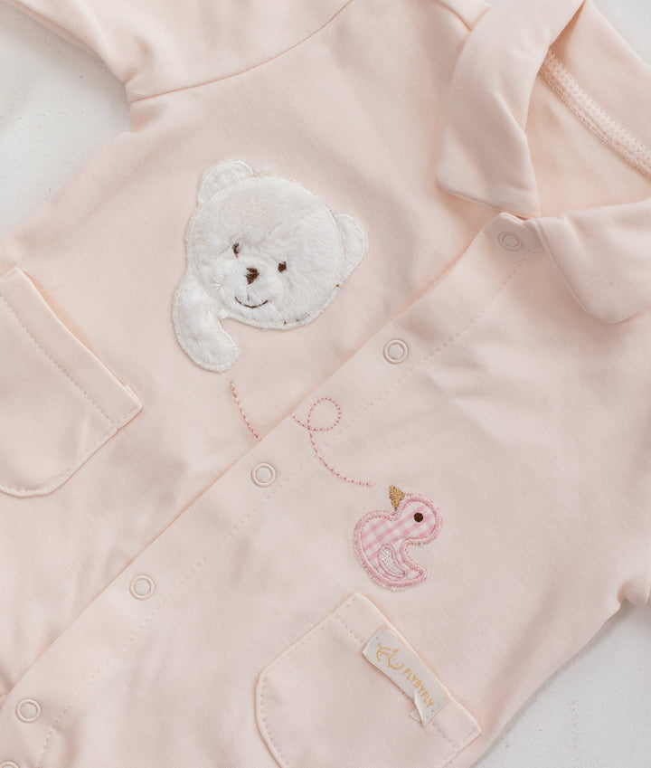 Bear Jumpsuit & Hanger Set - Pink