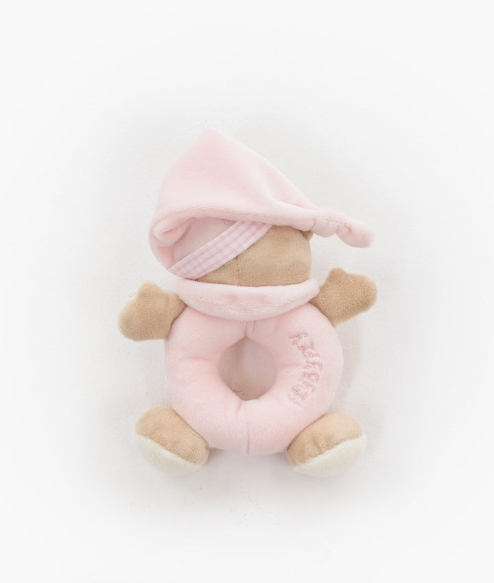Bear Towel & Rattle Set - Pink