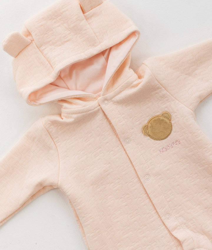 Hooded Bear Jumpsuit - Pink