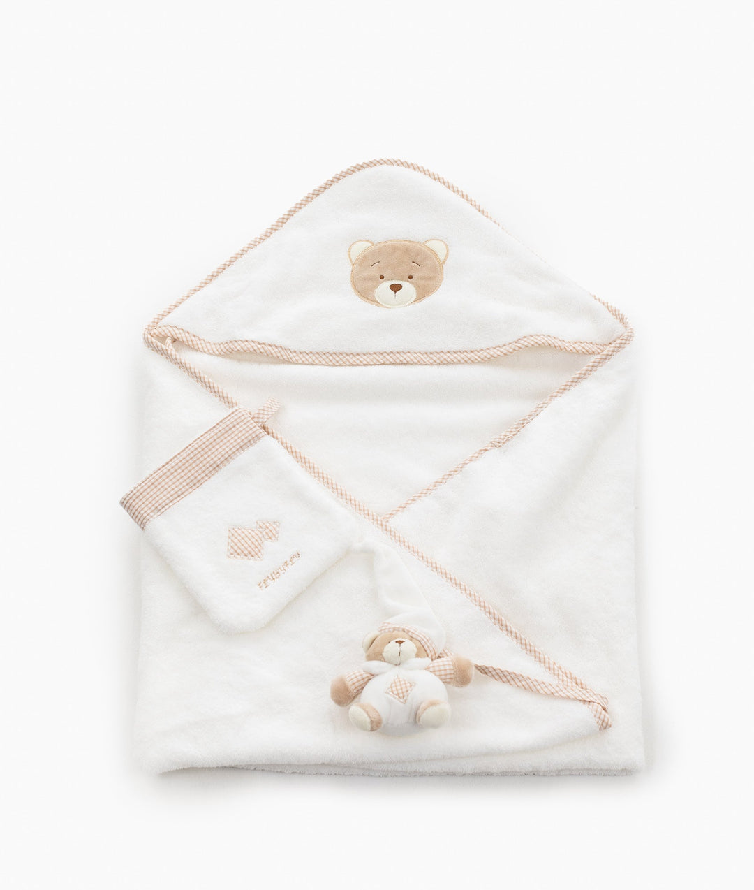 Hooded Towel with Mitt & Toy - Beige