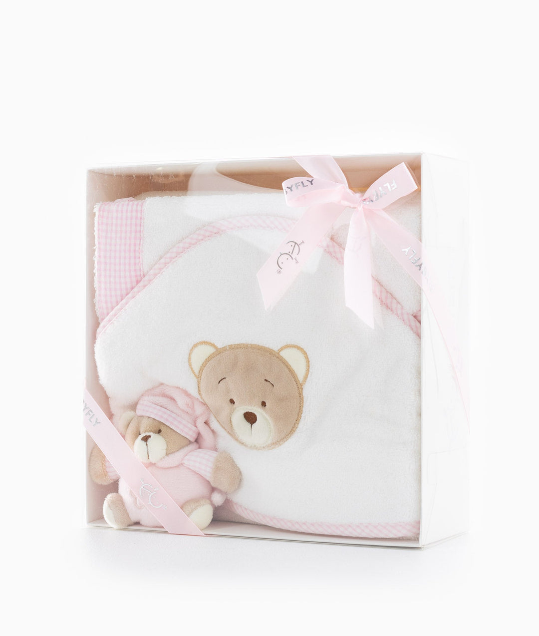 Hooded Towel with Mitt & Toy - Pink