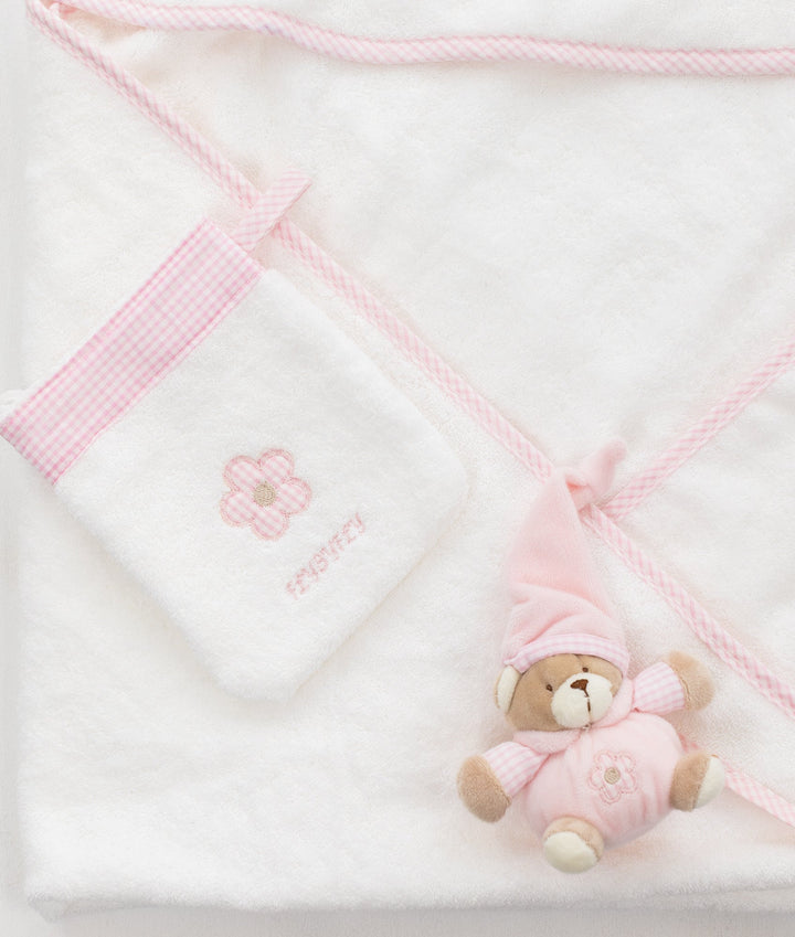 Hooded Towel with Mitt & Toy - Pink