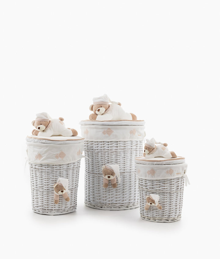 Round Laundry Basket Set - Beige